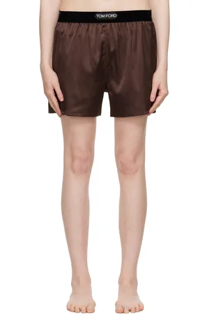Tom Ford Brown Stretch Silk Satin Boxer Shorts