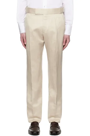 Tom Ford Beige Silk Linen Twill Atticus Trousers