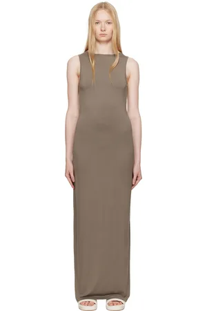 SKIMS Taupe Smooth Layers Long Boat Neck Maxi Dress
