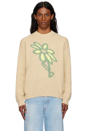 Maison Kitsuné Beige Abstract Daisy Intarsia Sweater