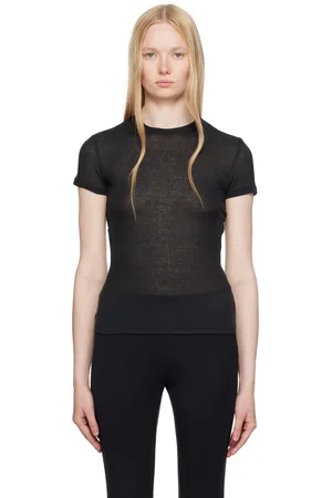 SKIMS Black Sheer Cotton T-shirt