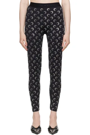 Marine Serre Black Moon Rhinestoned Jersey Leggings