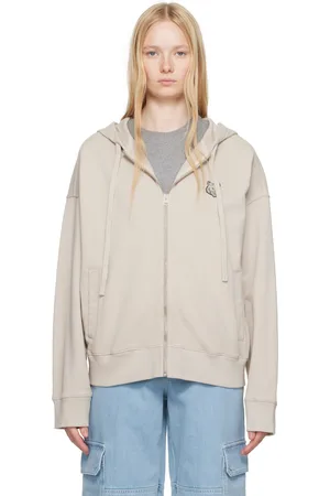 Maison Kitsuné Beige Bold Fox Head Patch Fullzip Oversize Hoodie