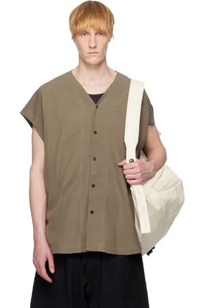 JAN JAN VAN ESSCHE Taupe Wrinkled Cloth #104 Shirt