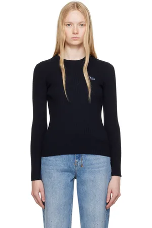 Maison Kitsuné Navy Baby Fox Patch Fine Ribbed Sweater