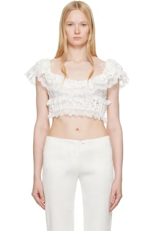 yuhan wang SSENSE Exclusive Lace Trimmed Blouse
