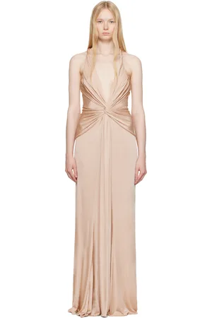 Tom Ford Pink V-Neck Criss-Cross Evening Maxi Dress