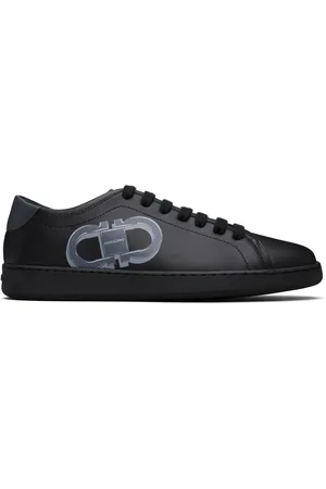 Salvatore Ferragamo Black Double Gancini Sneakers