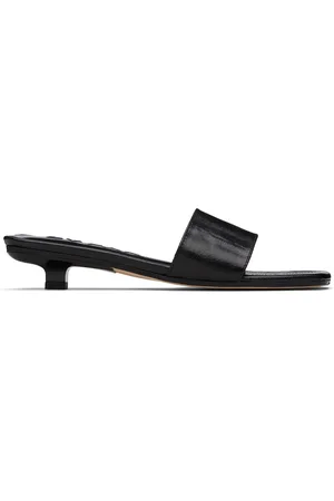By Far Black Ceni Eel Embossed Leather Heeled Sandals