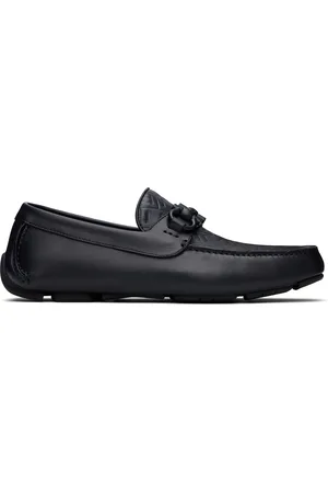 Salvatore Ferragamo Navy Gancini Ornament Driver Loafers
