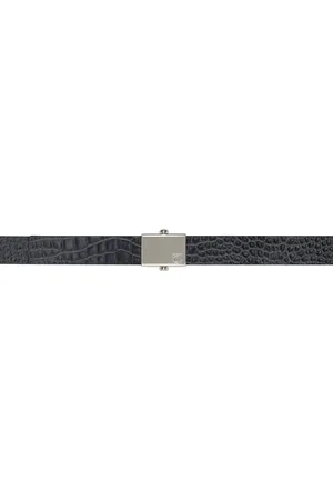 Salvatore Ferragamo Black Alligator Effect Reversible Belt