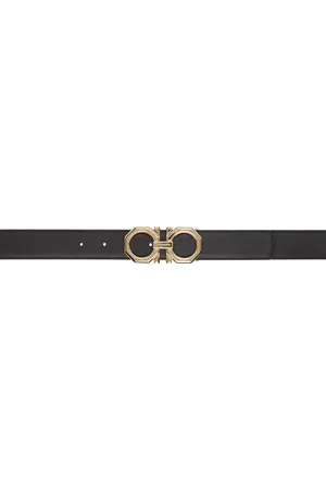 Salvatore Ferragamo Brown & Black Reversible Adjustable Gancini Belt