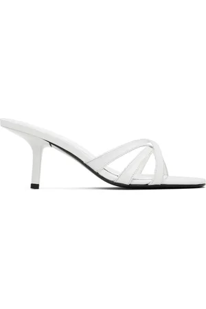 By Far White Julie Creased Calf Leather Heeled Sandals