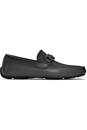 Salvatore Ferragamo Gray Gancini Ornament Driver Loafers