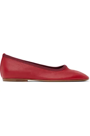 DRIES VAN NOTEN Red Leather Ballerina Flats