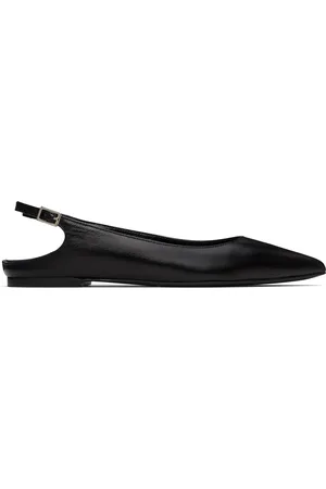 By Far Black Koyna Creased Calf Leather Ballerina Flats