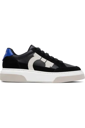 Salvatore Ferragamo Black Low Cut Gancini Outline Sneakers