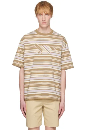 Maison Kitsuné Brown & Purple Crafted Profile Fox Striped T-shirt