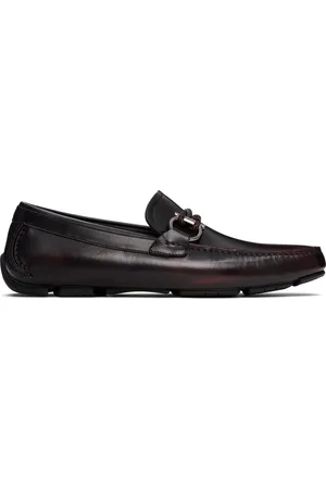 Salvatore Ferragamo Burgundy Gancini Ornament Driver Loafers