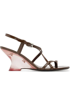 DRIES VAN NOTEN Brown Patent Leather Heeled Sandals
