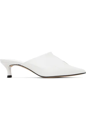 By Far White Luciana Creased Calf Leather Heels
