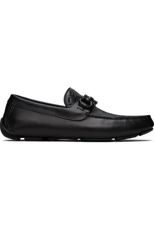 Salvatore Ferragamo Black Gancini Ornament Driver Loafers