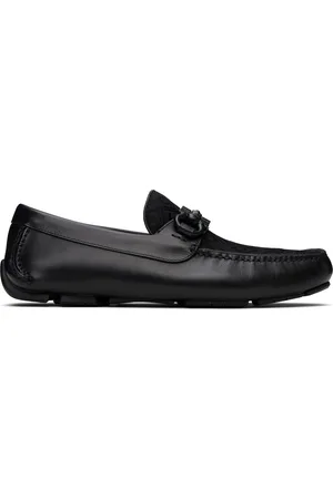 Salvatore Ferragamo Black Gancini Ornament Driver Loafers