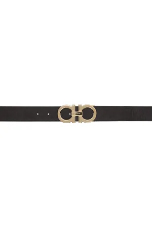 Salvatore Ferragamo Brown & Black Reversible Adjustable Gancini Belt