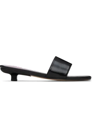 By Far Black Ceni Creased Leather Heeled Sandals