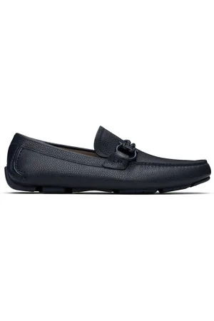Salvatore Ferragamo Navy Gancini Ornament Driver Loafers