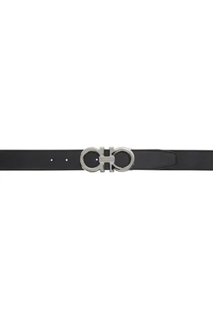 Salvatore Ferragamo Black & Brown Reversible Adjustable Gancini Belt