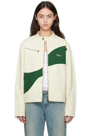 DIME Off-White & Green Moto Jacket