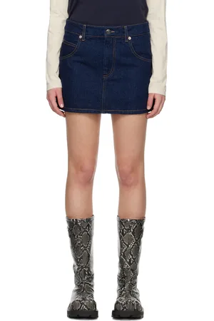 Charles Jeffrey Loverboy Navy Knit Patch Denim Miniskirt