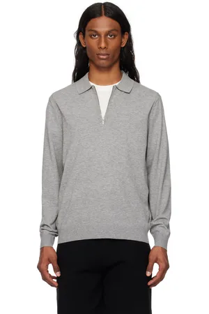 THEORY Gray Quarter-Zip Polo