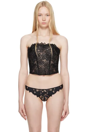FLEUR DU MAL Black Whitney Embroidery Corset