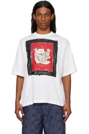 Marni White Fawn Print Cotton T-shirt