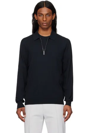 THEORY Navy Quarter-Zip Polo