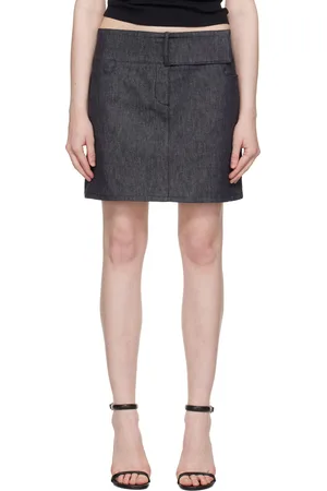 Courrèges Gray Belted Denim Miniskirt