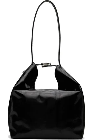 By Far Black Maxi Bea Creased Leather Bag