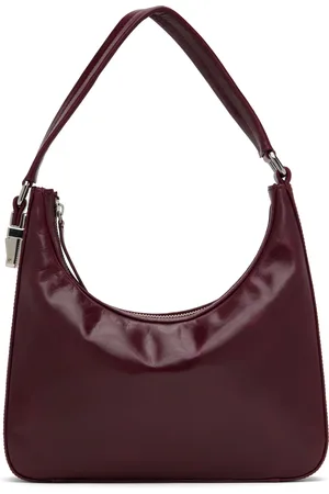 By Far Burgundy Rhea Creased Leather Bag