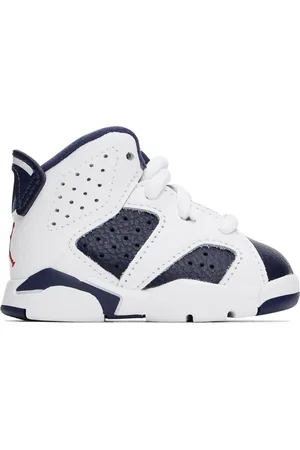 Nike Baby White & Navy Jordan 6 Retro Sneakers