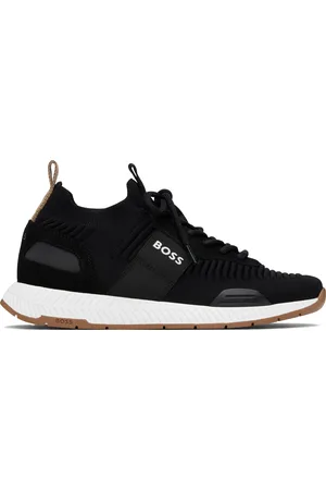 HUGO BOSS Black Knitted-Upper Sneakers