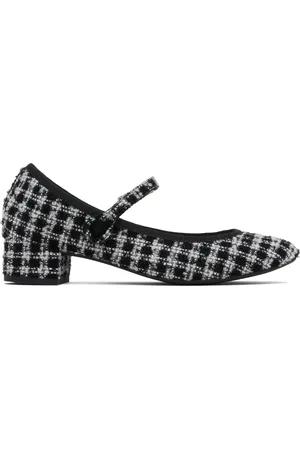 Repetto Black & Gray Rose Mary Jane Heels