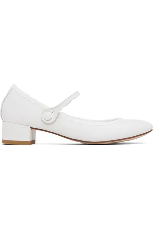 Repetto White Rose Mary Jane Heels