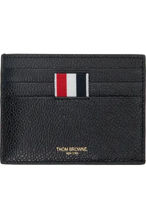Thom Browne Black Pebble Grain Note Compartment Card Holder