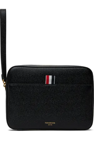 Thom Browne Black Pebble Grain Leather Pouch