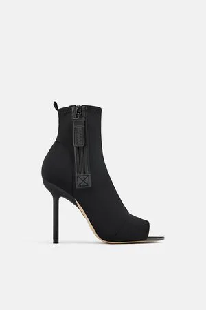 FABRIC HIGH HEEL ANKLE BOOTS - Black | ZARA South Africa